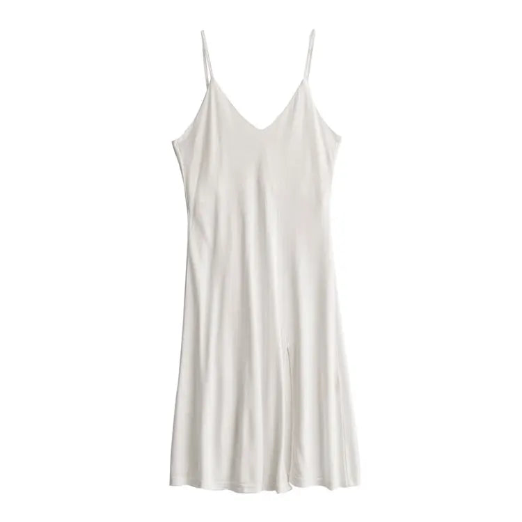 Women Full Slips Real Silk Slips For Women Sexy V neck Comfortable Slip Dress 2022 Summer New Black White Khaki