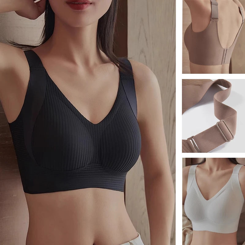 1pcs Women Large Size Bra Female Soft Support Seamless Underwear Comfortable Gathering No Steel Ring Light Thin Breathable Bras