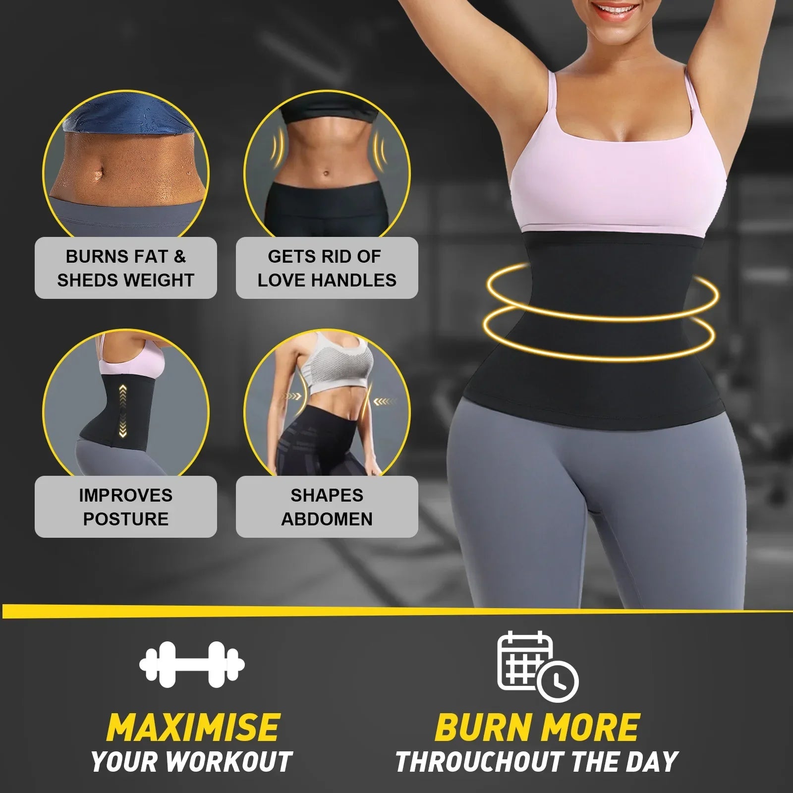 Sauna Waist Trainer Slimming Belt Women Gym Fitness Cincher Belly Control Corset Sweat Fat Burning Women Body Shaper Weight Loss