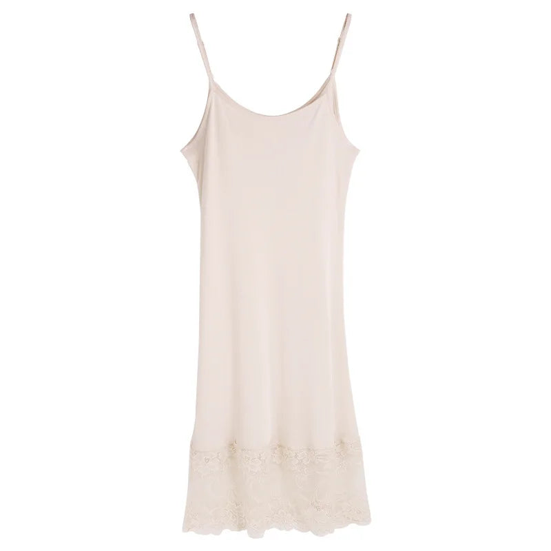 Women Full Slips 100% Natural SILK Lace slip Basic Anti emptied slips Adjustable shoulder Solid Nude Black White