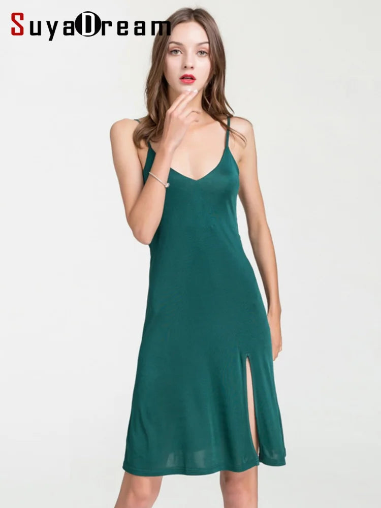 Women Full Slips Real Silk Slips For Women Sexy V neck Comfortable Slip Dress 2022 Summer New Black White Khaki